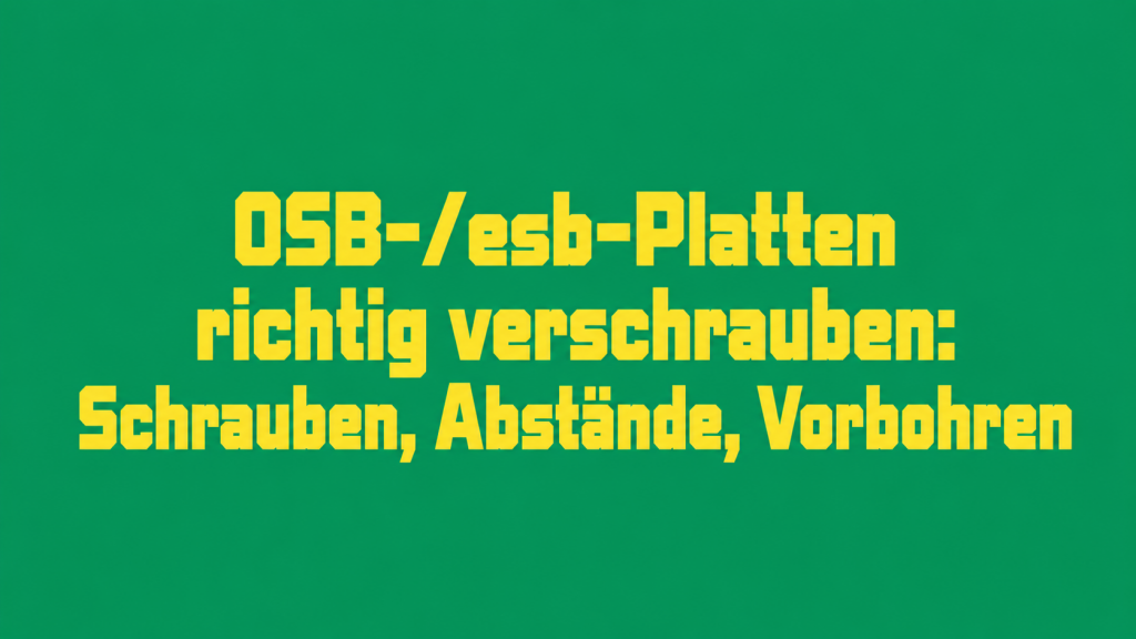 OSB- und esb-Platten werden am zuverlässigsten mit speziellen Verlegeschrauben mit selbstschneidender Spitze befestigt, die ein Vorbohren in der Regel überflüssig machen. Als Richtwert gilt ein Schraubenabstand von etwa 15 cm am Rand und 25–30 cm in der Fläche, bei mindestens 3 cm Abstand zur Plattenkante, um ein Ausbrechen des Materials zu vermeiden. Bei dickeren Platten oder harten Unterkonstruktionen ist Vorbohren mit einem etwas dünneren Bohrer als die Schraube dennoch empfehlenswert. Inhaltsübersicht Die richtige Schraubenwahl Vorbohren: ja oder nein? Schraubenabstände richtig planen Schritt-für-Schritt: OSB-/esb-Platten verschrauben Besonderheiten bei esb-Platten Häufige Fragen (FAQ) Die richtige Schraubenwahl Für OSB- und esb-Platten haben sich spezielle Verlegeschrauben bewährt, die gegenüber klassischen Holzschrauben mehrere Vorteile bieten: Selbstschneidende Spitze: Verhindert, dass die Platte beim Eindrehen splittert oder aufspaltet, und macht in vielen Fällen ein Vorbohren überflüssig. Fräskopf: Schneidet das Material beim Eindrehen sauber durch statt es auszubrechen – besonders wichtig bei randnahen Verschraubungen. Material und Beschichtung: Gehärteter Stahl mit gelber Verzinkung ist Standard für Innenbereiche, Edelstahl empfiehlt sich für Außenbereiche oder Feuchträume. Kopfform: Senkkopfschrauben eignen sich, wenn der Schraubenkopf bündig mit der Oberfläche abschließen soll (z. B. Trockenbau, Bodenplatten). Tellerkopfschrauben verteilen den Anpressdruck besser und eignen sich für Dachstühle oder den Holzrahmenbau. Länge und Durchmesser: Als Faustregel sollte die Schraube deutlich länger sein als die Plattendicke – bei 22 mm dicken Platten etwa haben sich Schraubenlängen um 55 mm bei rund 4,5 mm Durchmesser bewährt. Vorbohren: ja oder nein? Bei dünneren Platten und weichen Unterkonstruktionen ist ein Vorbohren mit speziellen OSB-Verlegeschrauben in der Regel nicht notwendig, da das selbstschneidende Gewinde das Material zuverlässig durchdringt. Bei dickeren Platten, harten Hölzern oder wenn klassische Senkkopfschrauben ohne Spezialgewinde verwendet werden, ist Vorbohren dagegen empfehlenswert – so lässt sich das Risiko von Materialbruch und Splittern deutlich reduzieren. Verwenden Sie dafür einen Bohrer, der etwas dünner ist als der Schraubendurchmesser, damit die Schraube noch ausreichend Halt im Material findet. Schraubenabstände richtig planen Die konkrete Empfehlung zum Schraubenabstand variiert je nach Quelle leicht, bewegt sich aber in einem klaren Rahmen: Am Rand/auf Auflagern: etwa 15 cm Abstand zwischen den Schrauben In der Fläche: etwa 25–30 cm Abstand, da hier geringere Kräfte wirken Zur Plattenkante: mindestens 3 cm Abstand einhalten, um ein Ausbrechen des Materials zu vermeiden Zueinander abwechselnd versetzt: insbesondere entlang der Balkenachse, um punktuelle Materialschwächung zu vermeiden Bei durchgehenden Balkenkonstruktionen kann der Schraubenabstand zum Auflager hin bewusst enger gewählt werden und zur Mitte der Platte hin größer werden, da die Randbereiche stärker beansprucht werden. Schritt-für-Schritt: OSB-/esb-Platten verschrauben Platten akklimatisieren. Mindestens 48 Stunden am Einbauort lagern, damit sich die Platten an Temperatur und Feuchtigkeit anpassen können – so wird ein späteres Verziehen nach der Montage vermieden. Zuschnitt und Vormontage. Platten auf das benötigte Maß bringen und Kantenübereinstimmung vor dem endgültigen Verschrauben prüfen. Schraubenpositionen anzeichnen. Mit Bleistift die Positionen im geplanten Rasterabstand markieren, dabei den Mindestabstand zur Kante einhalten. Bei Bedarf vorbohren. Insbesondere bei dickeren Platten oder klassischen Schrauben ohne Spezialgewinde mit einem etwas dünneren Bohrer vorbohren. Verschrauben. Schrauben senkrecht und gleichmäßig eindrehen, Schraubenkopf sauber versenken, ohne die Oberfläche zu beschädigen. Fugen und Übergänge prüfen. Platten stets im Verband verlegen, Kreuzfugen vermeiden und bei Nut-und-Feder-Systemen die Verbindung vor dem Verschrauben vollständig einrasten lassen. Besonderheiten bei esb-Platten Auch die esb-Platte von elka lässt sich mit den gleichen Grundsätzen wie klassisches OSB verschrauben – als arbeitender Holzwerkstoff profitiert sie jedoch besonders von einer korrekten Vorbereitung: Platten vor der Montage einige Tage dem Raumklima anpassen lassen, damit sich Hauptverformungen bereits vor der abschließenden Beplankung oder Oberflächenbehandlung einstellen. Fugen sorgfältig verleimen, idealerweise beidseitig der Feder, und Plattenstöße nach dem Aushärten bündig schleifen. Bei zweilagigen Aufbauten (z. B. unter Vinylbelägen) empfiehlt sich ein kreuzweiser Lagenaufbau – die erste Lage quer, die zweite längs zur Raumachse verlegt –, um Spannungen und Fugenabzeichnungen zu minimieren. Häufige Fragen zum Verschrauben von OSB und esb Muss ich bei esb-Platten andere Schrauben verwenden als bei OSB? Nein, die gleichen OSB-Verlegeschrauben mit selbstschneidender Spitze funktionieren auch bei esb-Platten zuverlässig – wichtig ist in beiden Fällen die passende Länge und ein ausreichender Randabstand. Was passiert, wenn ich zu nah an der Plattenkante schraube? Die Spänenstruktur von OSB und esb bietet nahe der Kante deutlich weniger Halt – wird der Mindestabstand von etwa 3 cm unterschritten, kann das Material ausbrechen und die Schraubverbindung verliert an Stabilität. Warum sollte ich Platten vor dem Verschrauben akklimatisieren lassen? Weil Holzwerkstoffe auf Feuchtigkeitsänderungen reagieren – werden frisch angelieferte Platten sofort verschraubt, können sie sich nach der Montage noch verziehen, was zu Spannungen und späteren Rissen an den Verschraubungen führen kann. Zusammenfassung Die richtige Schraubenwahl, ein ausreichender Rand- und Schraubenabstand sowie eine sorgfältige Vorbereitung entscheiden maßgeblich über die Langlebigkeit einer OSB- oder esb-Beplankung. Beide Werkstoffe lassen sich nach denselben Grundprinzipien verarbeiten – Informationen zur fachgerechten Verlegung der esb-Platte liefert elka zusätzlich in eigenen Verlegehinweisen und Produktflyern. Weiterführende Quellen OSB-Platten auf Balken: Schraubenwahl & Anleitung – bau.de OSB-Schraube – was muss sie können? – BefestigungsFuchs OSB Platten richtig verschrauben – Schritt für Schritt Anleitung – heimwerk.org