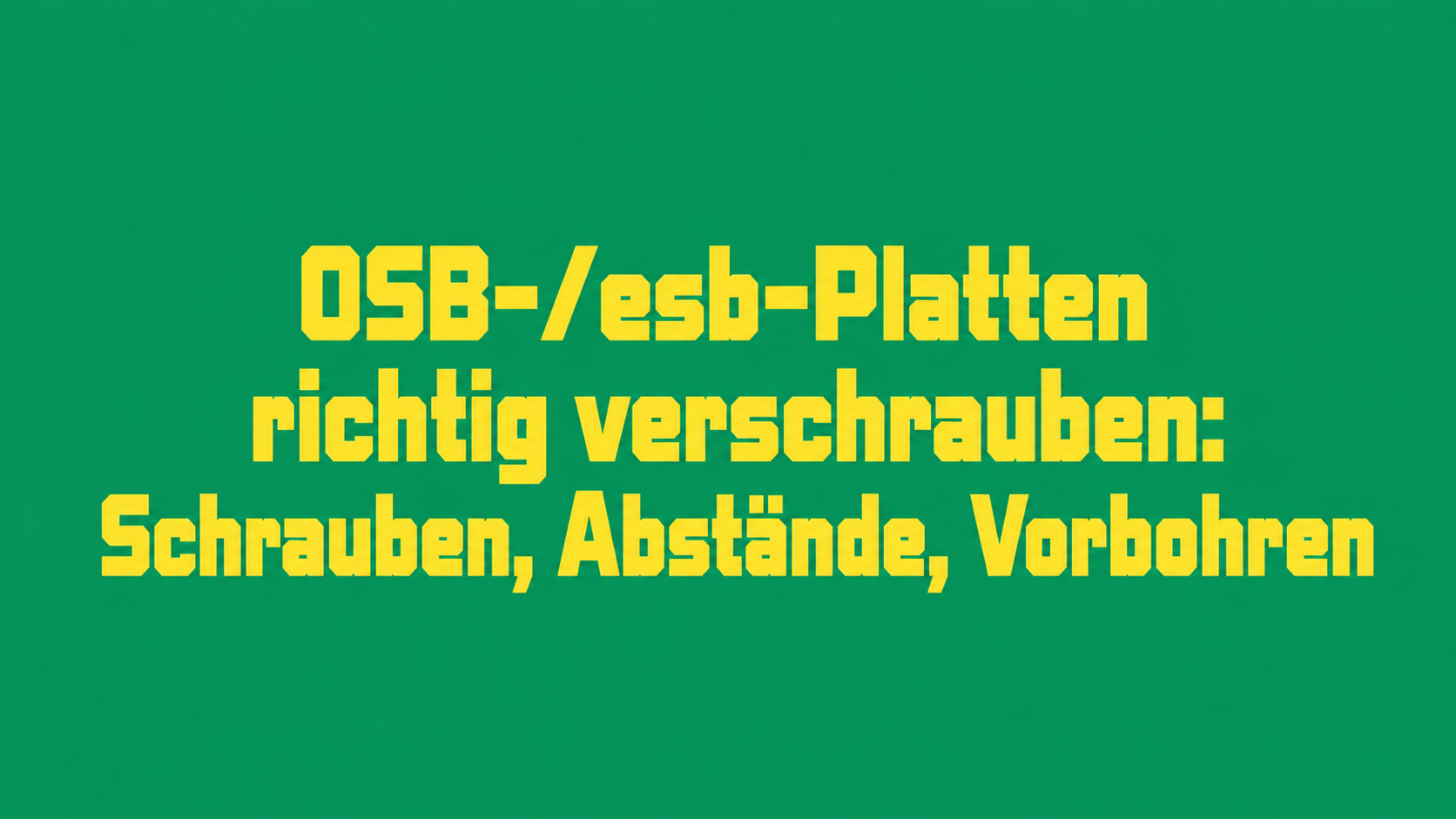 OSB- und esb-Platten werden am zuverlässigsten mit speziellen Verlegeschrauben mit selbstschneidender Spitze befestigt, die ein Vorbohren in der Regel überflüssig machen. Als Richtwert gilt ein Schraubenabstand von etwa 15 cm am Rand und 25–30 cm in der Fläche, bei mindestens 3 cm Abstand zur Plattenkante, um ein Ausbrechen des Materials zu vermeiden. Bei dickeren Platten oder harten Unterkonstruktionen ist Vorbohren mit einem etwas dünneren Bohrer als die Schraube dennoch empfehlenswert. Inhaltsübersicht Die richtige Schraubenwahl Vorbohren: ja oder nein? Schraubenabstände richtig planen Schritt-für-Schritt: OSB-/esb-Platten verschrauben Besonderheiten bei esb-Platten Häufige Fragen (FAQ) Die richtige Schraubenwahl Für OSB- und esb-Platten haben sich spezielle Verlegeschrauben bewährt, die gegenüber klassischen Holzschrauben mehrere Vorteile bieten: Selbstschneidende Spitze: Verhindert, dass die Platte beim Eindrehen splittert oder aufspaltet, und macht in vielen Fällen ein Vorbohren überflüssig. Fräskopf: Schneidet das Material beim Eindrehen sauber durch statt es auszubrechen – besonders wichtig bei randnahen Verschraubungen. Material und Beschichtung: Gehärteter Stahl mit gelber Verzinkung ist Standard für Innenbereiche, Edelstahl empfiehlt sich für Außenbereiche oder Feuchträume. Kopfform: Senkkopfschrauben eignen sich, wenn der Schraubenkopf bündig mit der Oberfläche abschließen soll (z. B. Trockenbau, Bodenplatten). Tellerkopfschrauben verteilen den Anpressdruck besser und eignen sich für Dachstühle oder den Holzrahmenbau. Länge und Durchmesser: Als Faustregel sollte die Schraube deutlich länger sein als die Plattendicke – bei 22 mm dicken Platten etwa haben sich Schraubenlängen um 55 mm bei rund 4,5 mm Durchmesser bewährt. Vorbohren: ja oder nein? Bei dünneren Platten und weichen Unterkonstruktionen ist ein Vorbohren mit speziellen OSB-Verlegeschrauben in der Regel nicht notwendig, da das selbstschneidende Gewinde das Material zuverlässig durchdringt. Bei dickeren Platten, harten Hölzern oder wenn klassische Senkkopfschrauben ohne Spezialgewinde verwendet werden, ist Vorbohren dagegen empfehlenswert – so lässt sich das Risiko von Materialbruch und Splittern deutlich reduzieren. Verwenden Sie dafür einen Bohrer, der etwas dünner ist als der Schraubendurchmesser, damit die Schraube noch ausreichend Halt im Material findet. Schraubenabstände richtig planen Die konkrete Empfehlung zum Schraubenabstand variiert je nach Quelle leicht, bewegt sich aber in einem klaren Rahmen: Am Rand/auf Auflagern: etwa 15 cm Abstand zwischen den Schrauben In der Fläche: etwa 25–30 cm Abstand, da hier geringere Kräfte wirken Zur Plattenkante: mindestens 3 cm Abstand einhalten, um ein Ausbrechen des Materials zu vermeiden Zueinander abwechselnd versetzt: insbesondere entlang der Balkenachse, um punktuelle Materialschwächung zu vermeiden Bei durchgehenden Balkenkonstruktionen kann der Schraubenabstand zum Auflager hin bewusst enger gewählt werden und zur Mitte der Platte hin größer werden, da die Randbereiche stärker beansprucht werden. Schritt-für-Schritt: OSB-/esb-Platten verschrauben Platten akklimatisieren. Mindestens 48 Stunden am Einbauort lagern, damit sich die Platten an Temperatur und Feuchtigkeit anpassen können – so wird ein späteres Verziehen nach der Montage vermieden. Zuschnitt und Vormontage. Platten auf das benötigte Maß bringen und Kantenübereinstimmung vor dem endgültigen Verschrauben prüfen. Schraubenpositionen anzeichnen. Mit Bleistift die Positionen im geplanten Rasterabstand markieren, dabei den Mindestabstand zur Kante einhalten. Bei Bedarf vorbohren. Insbesondere bei dickeren Platten oder klassischen Schrauben ohne Spezialgewinde mit einem etwas dünneren Bohrer vorbohren. Verschrauben. Schrauben senkrecht und gleichmäßig eindrehen, Schraubenkopf sauber versenken, ohne die Oberfläche zu beschädigen. Fugen und Übergänge prüfen. Platten stets im Verband verlegen, Kreuzfugen vermeiden und bei Nut-und-Feder-Systemen die Verbindung vor dem Verschrauben vollständig einrasten lassen. Besonderheiten bei esb-Platten Auch die esb-Platte von elka lässt sich mit den gleichen Grundsätzen wie klassisches OSB verschrauben – als arbeitender Holzwerkstoff profitiert sie jedoch besonders von einer korrekten Vorbereitung: Platten vor der Montage einige Tage dem Raumklima anpassen lassen, damit sich Hauptverformungen bereits vor der abschließenden Beplankung oder Oberflächenbehandlung einstellen. Fugen sorgfältig verleimen, idealerweise beidseitig der Feder, und Plattenstöße nach dem Aushärten bündig schleifen. Bei zweilagigen Aufbauten (z. B. unter Vinylbelägen) empfiehlt sich ein kreuzweiser Lagenaufbau – die erste Lage quer, die zweite längs zur Raumachse verlegt –, um Spannungen und Fugenabzeichnungen zu minimieren. Häufige Fragen zum Verschrauben von OSB und esb Muss ich bei esb-Platten andere Schrauben verwenden als bei OSB? Nein, die gleichen OSB-Verlegeschrauben mit selbstschneidender Spitze funktionieren auch bei esb-Platten zuverlässig – wichtig ist in beiden Fällen die passende Länge und ein ausreichender Randabstand. Was passiert, wenn ich zu nah an der Plattenkante schraube? Die Spänenstruktur von OSB und esb bietet nahe der Kante deutlich weniger Halt – wird der Mindestabstand von etwa 3 cm unterschritten, kann das Material ausbrechen und die Schraubverbindung verliert an Stabilität. Warum sollte ich Platten vor dem Verschrauben akklimatisieren lassen? Weil Holzwerkstoffe auf Feuchtigkeitsänderungen reagieren – werden frisch angelieferte Platten sofort verschraubt, können sie sich nach der Montage noch verziehen, was zu Spannungen und späteren Rissen an den Verschraubungen führen kann. Zusammenfassung Die richtige Schraubenwahl, ein ausreichender Rand- und Schraubenabstand sowie eine sorgfältige Vorbereitung entscheiden maßgeblich über die Langlebigkeit einer OSB- oder esb-Beplankung. Beide Werkstoffe lassen sich nach denselben Grundprinzipien verarbeiten – Informationen zur fachgerechten Verlegung der esb-Platte liefert elka zusätzlich in eigenen Verlegehinweisen und Produktflyern. Weiterführende Quellen OSB-Platten auf Balken: Schraubenwahl & Anleitung – bau.de OSB-Schraube – was muss sie können? – BefestigungsFuchs OSB Platten richtig verschrauben – Schritt für Schritt Anleitung – heimwerk.org